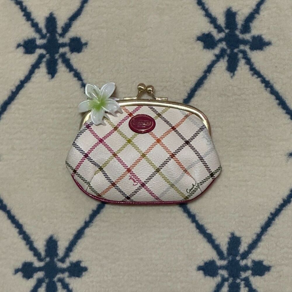 Coach Y2K Peyton Tattersall Plaid Framed Kisslock Coin Purse - Multi/Gold